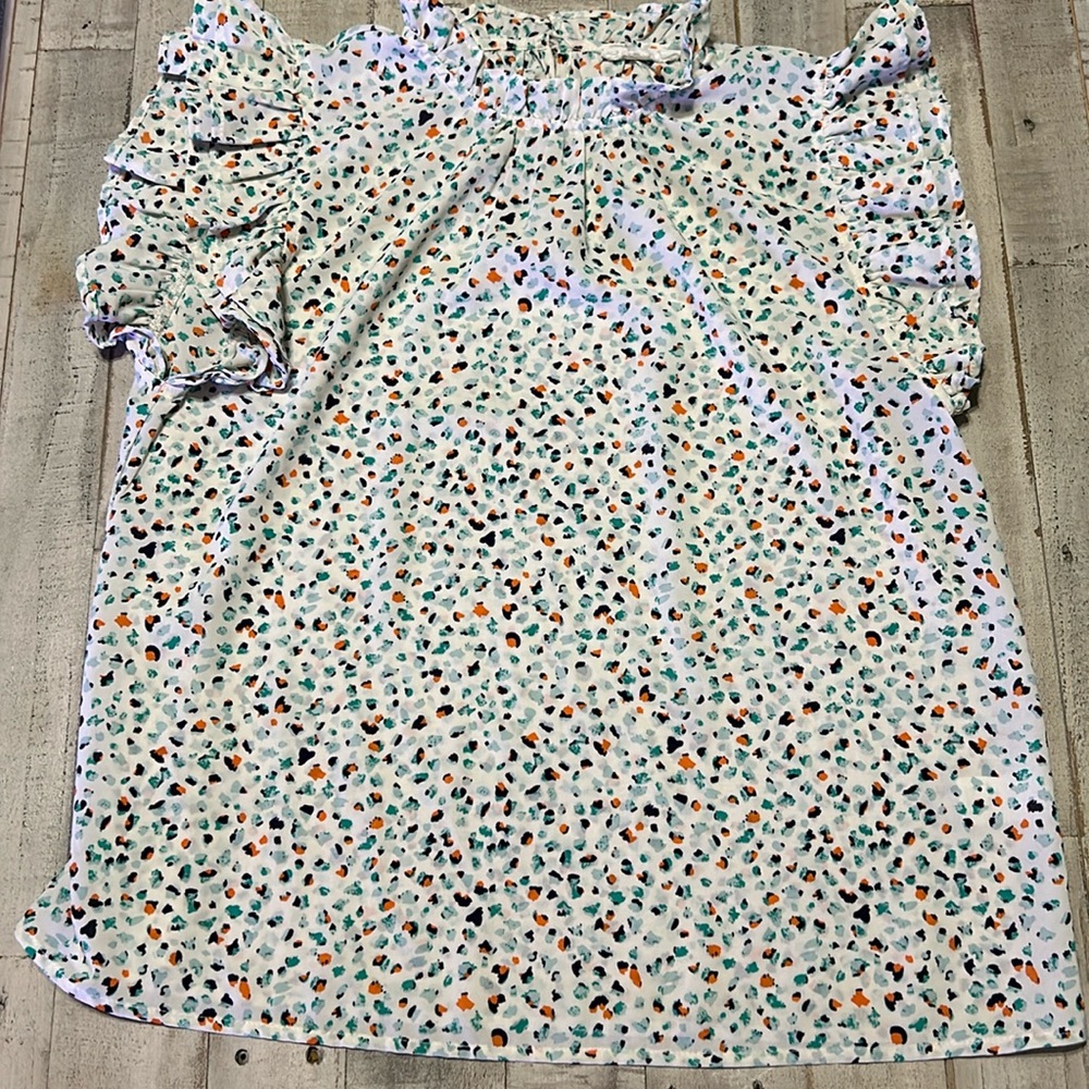 Thml Size M, Dotted Accent Pattern, Ruffled Neck … - image 3